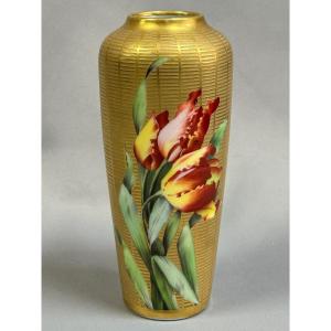 ROVINA, VASE TULIPE,  dégagé à l'acide, PIECE UNIQUE