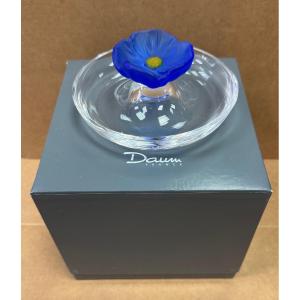 Daum: Large Empty Pocket With Blue Flower From Maison Daum Nancy In Its Box