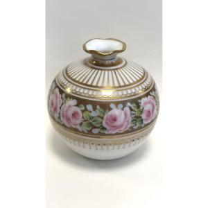 ROVINA EPINAL, VASE BOULE EN PORCELAINE,  MODELE ROSES IMPERIALES