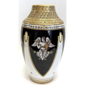 ROVINA EPINAL, VASE EN PORCELAINE,  MODELE AUX ANGES (INCONNU ET PIECE UNIQUE)