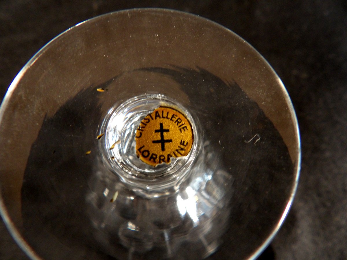 6 Champagne Glasses Made By Cristallerie Lorraine (1925 - 1997)-photo-3