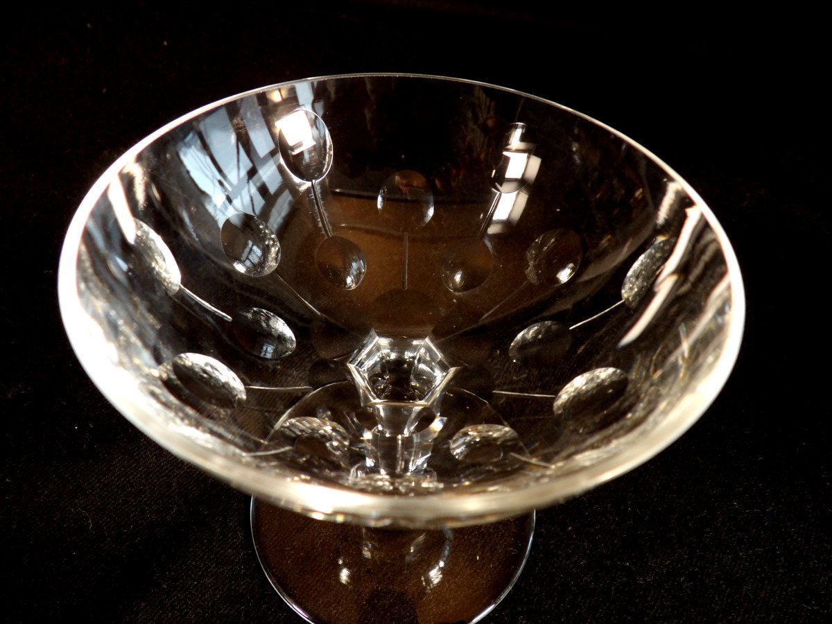 6 Flûtes à Champagne de la Cristallerie Lorraine (1925-1997)-photo-4