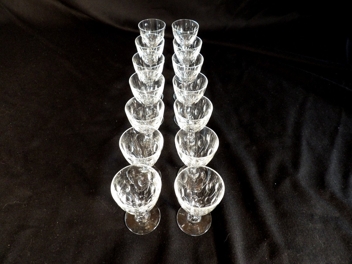 14 Crystal Liqueur Glasses From Cristallerie Lorraine (1925-1997)