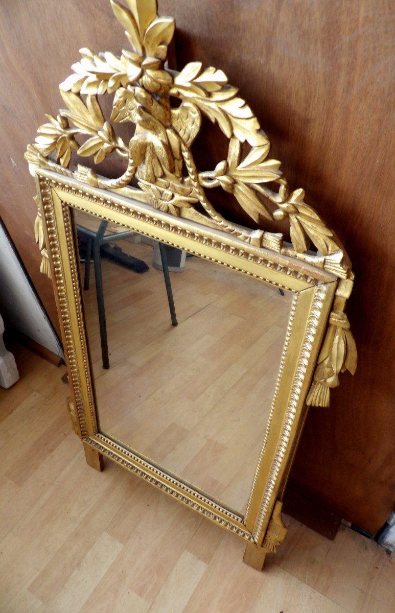 Miroir De Mariage XIXème En Bois Doré-photo-3