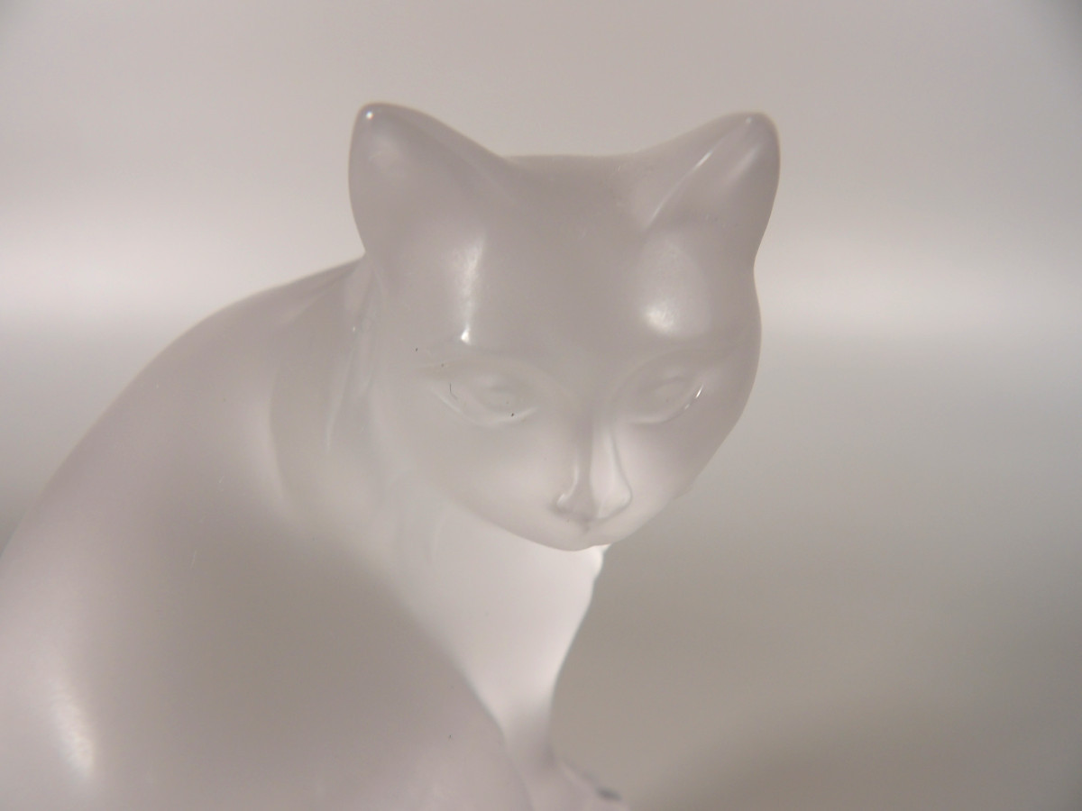Pressed Molded Crystal Cat By Lalique France-photo-4