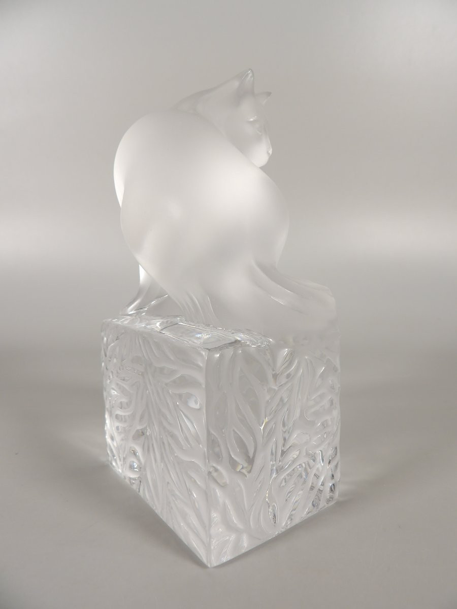 Pressed Molded Crystal Cat By Lalique France-photo-2