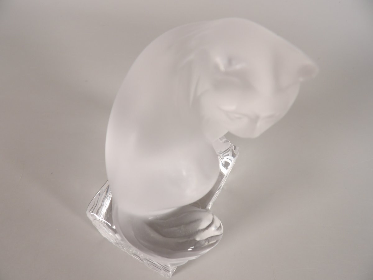 Pressed Molded Crystal Cat By Lalique France-photo-5