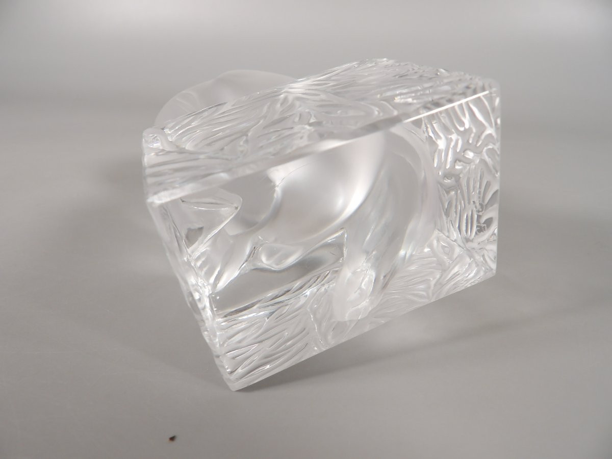 Pressed Molded Crystal Cat By Lalique France-photo-8