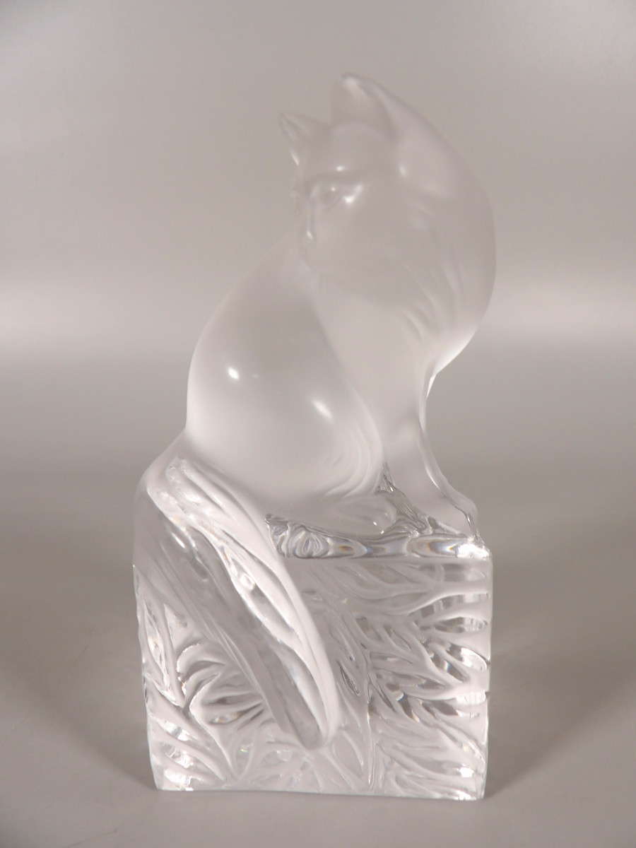Pressed Molded Crystal Cat By Lalique France