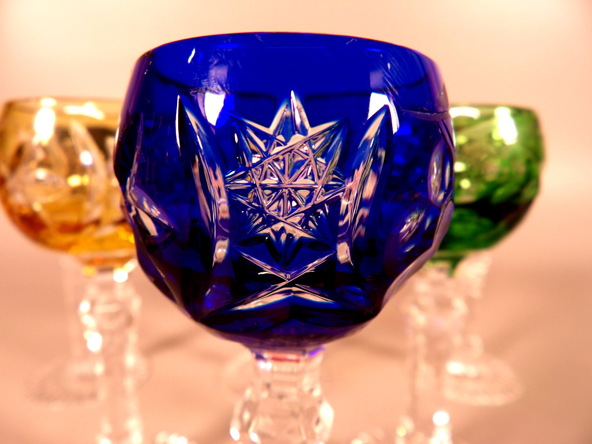 Suite de 6 Verres à Liqueur multicolores en Cristal par BEYER - Allemagne-photo-4
