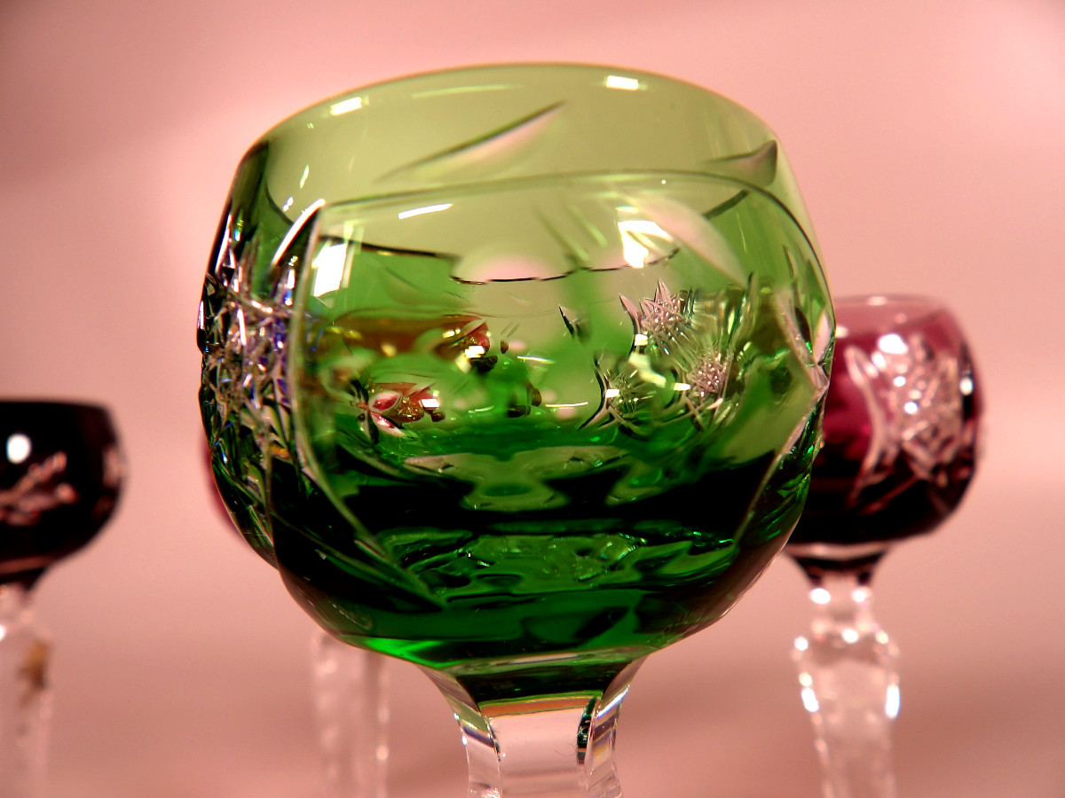 Suite de 6 Verres à Liqueur multicolores en Cristal par BEYER - Allemagne-photo-5