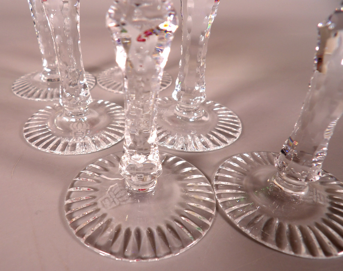 Suite de 6 Verres à Liqueur multicolores en Cristal par BEYER - Allemagne-photo-8