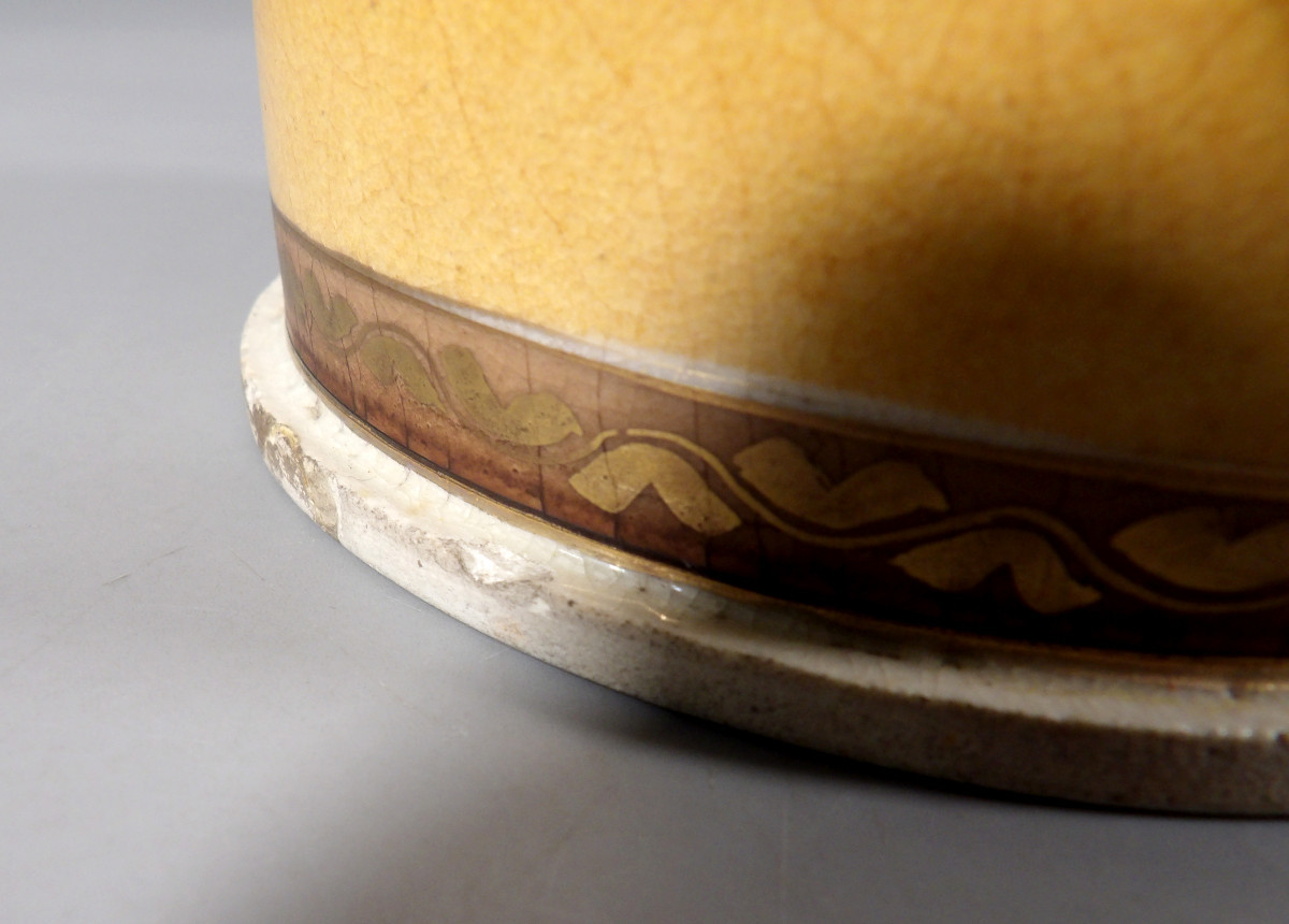Asian Style Glazed Ceramic Tripod Lidded Pot - Signed-photo-3