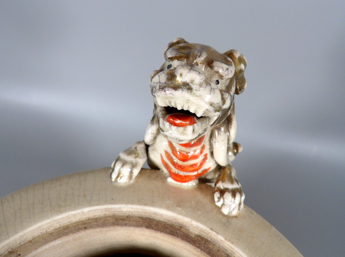 Asian Style Glazed Ceramic Tripod Lidded Pot - Signed-photo-8