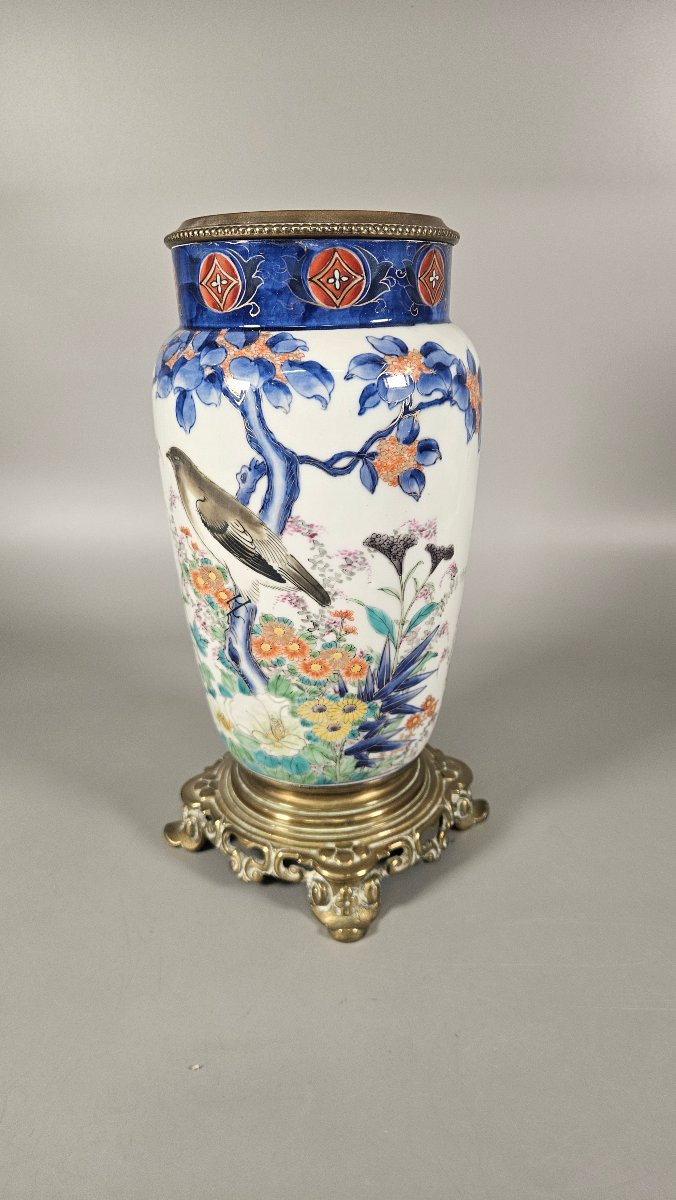 Lampe en porcelaine japonaise monture bronze – Époque Meiji  -photo-2