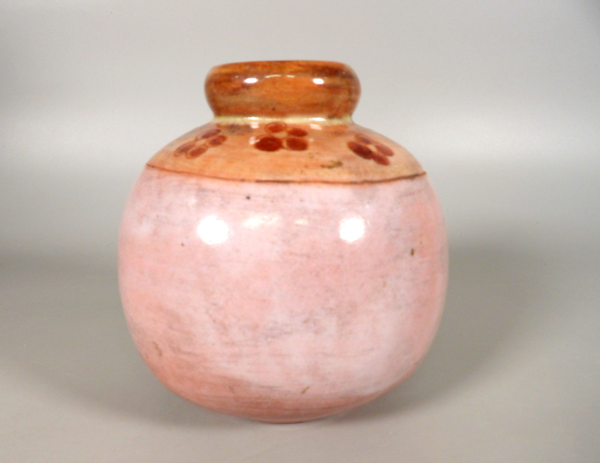 Ceramic Soliflore Ball Vase Signed By The Cloutier Brothers-photo-2