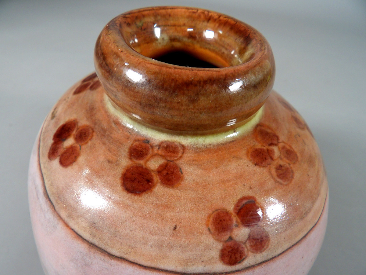 Ceramic Soliflore Ball Vase Signed By The Cloutier Brothers-photo-4