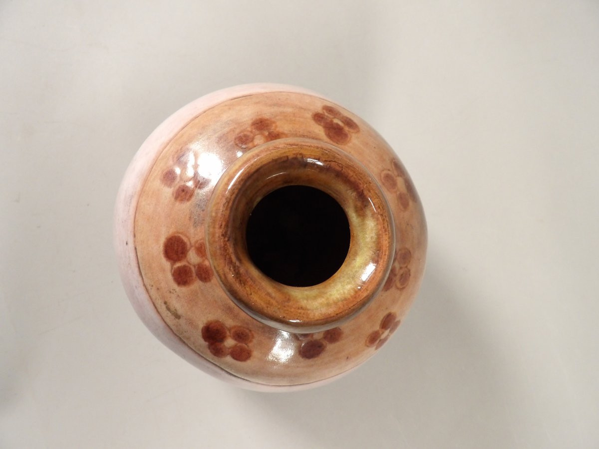 Ceramic Soliflore Ball Vase Signed By The Cloutier Brothers-photo-2