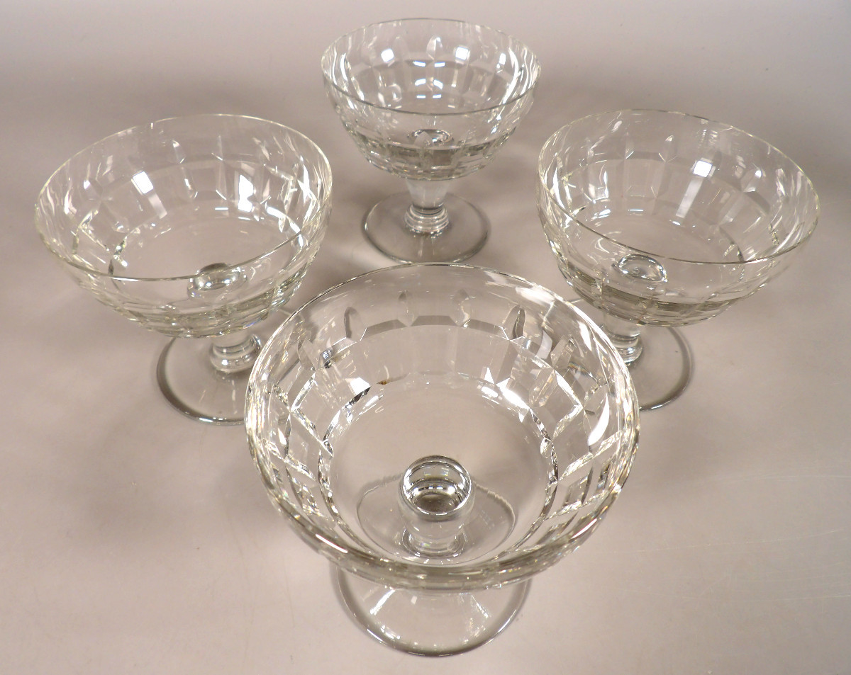 Set Of 4 Crystal Champagne Glasses By Baccarat - "marignane" Model