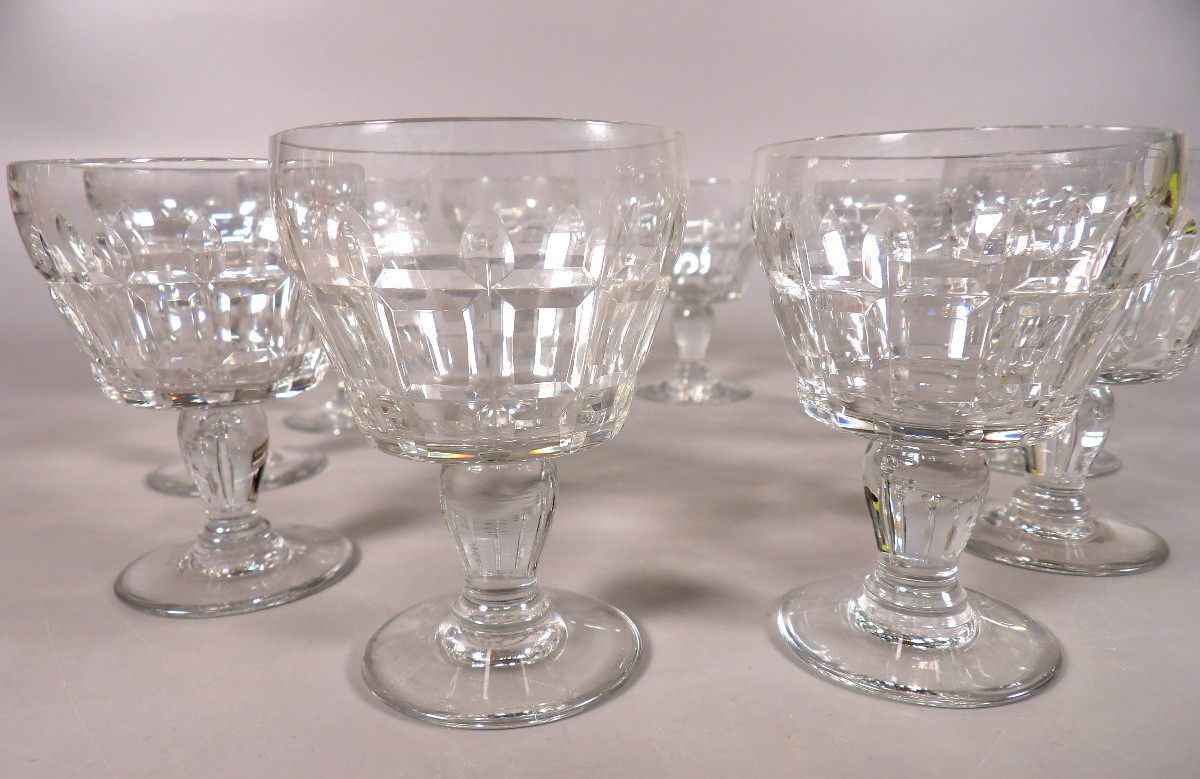 Set Of 10 Port Glasses No. 5 In Crystal By Baccarat - "marignane" Model-photo-2