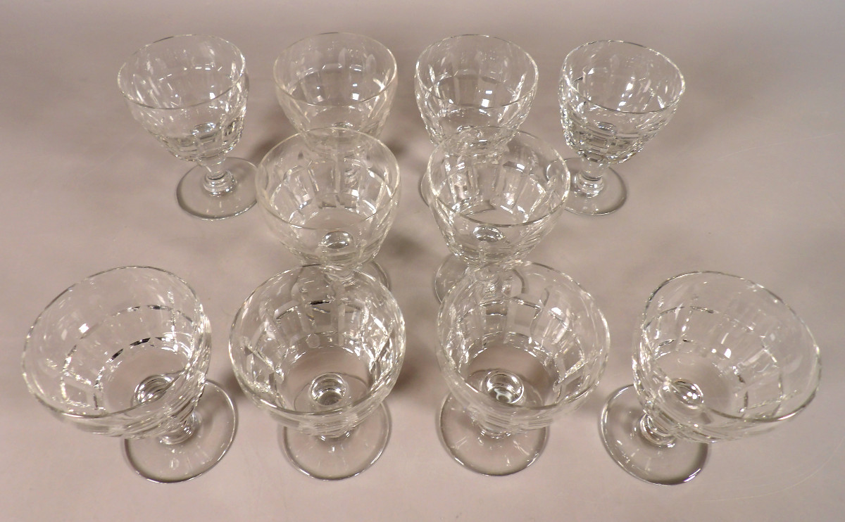 Set Of 10 Port Glasses No. 5 In Crystal By Baccarat - "marignane" Model-photo-6
