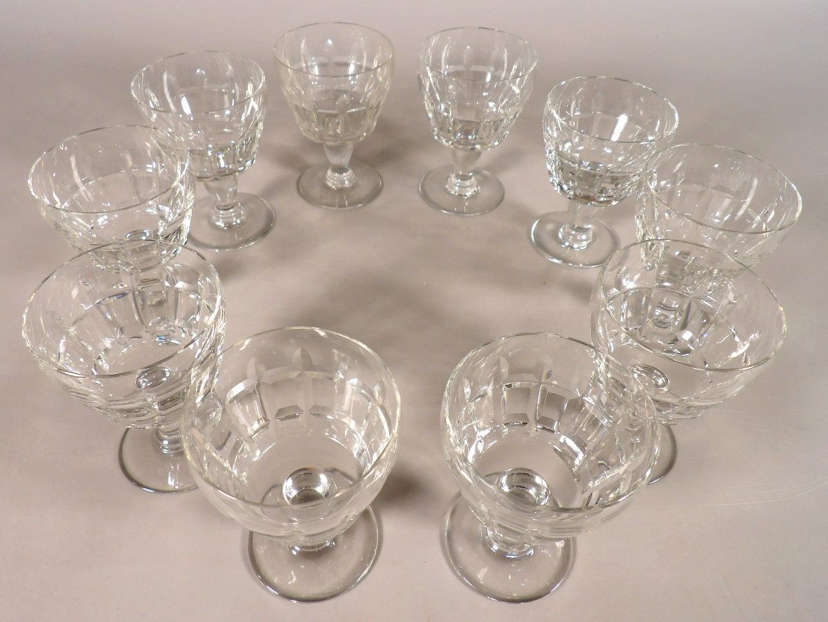 Set Of 10 Port Glasses No. 5 In Crystal By Baccarat - "marignane" Model-photo-7