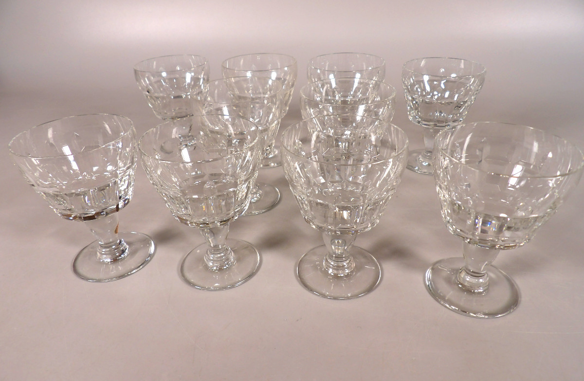Set Of 10 Port Glasses No. 5 In Crystal By Baccarat - "marignane" Model