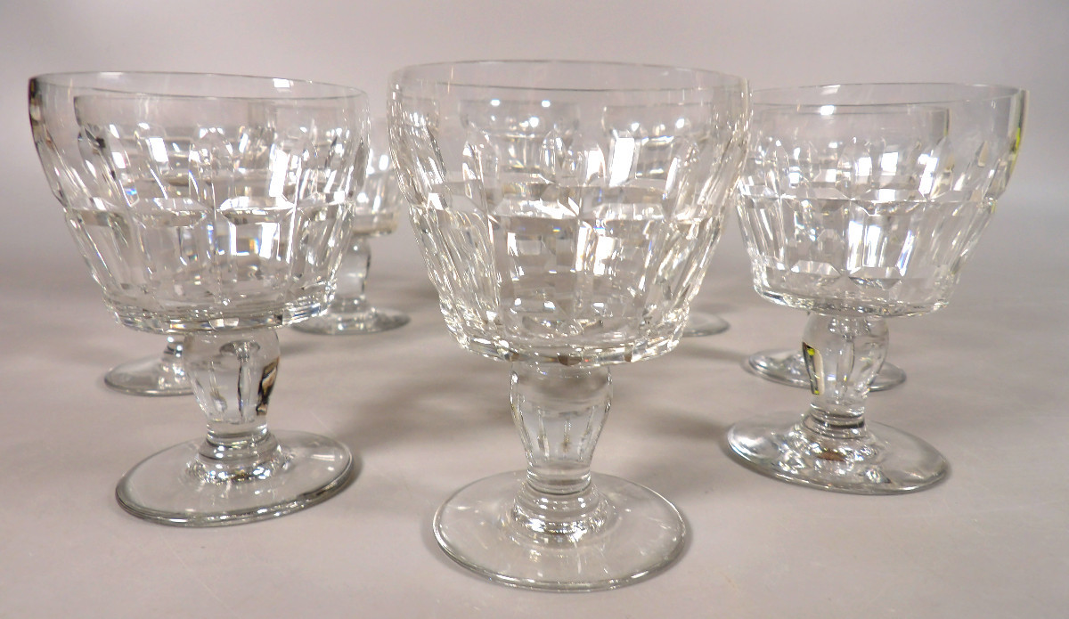 Ensemble de 8 Verres à Vin N°4 en Cristal par BACCARAT - Modèle "Marignane"-photo-2
