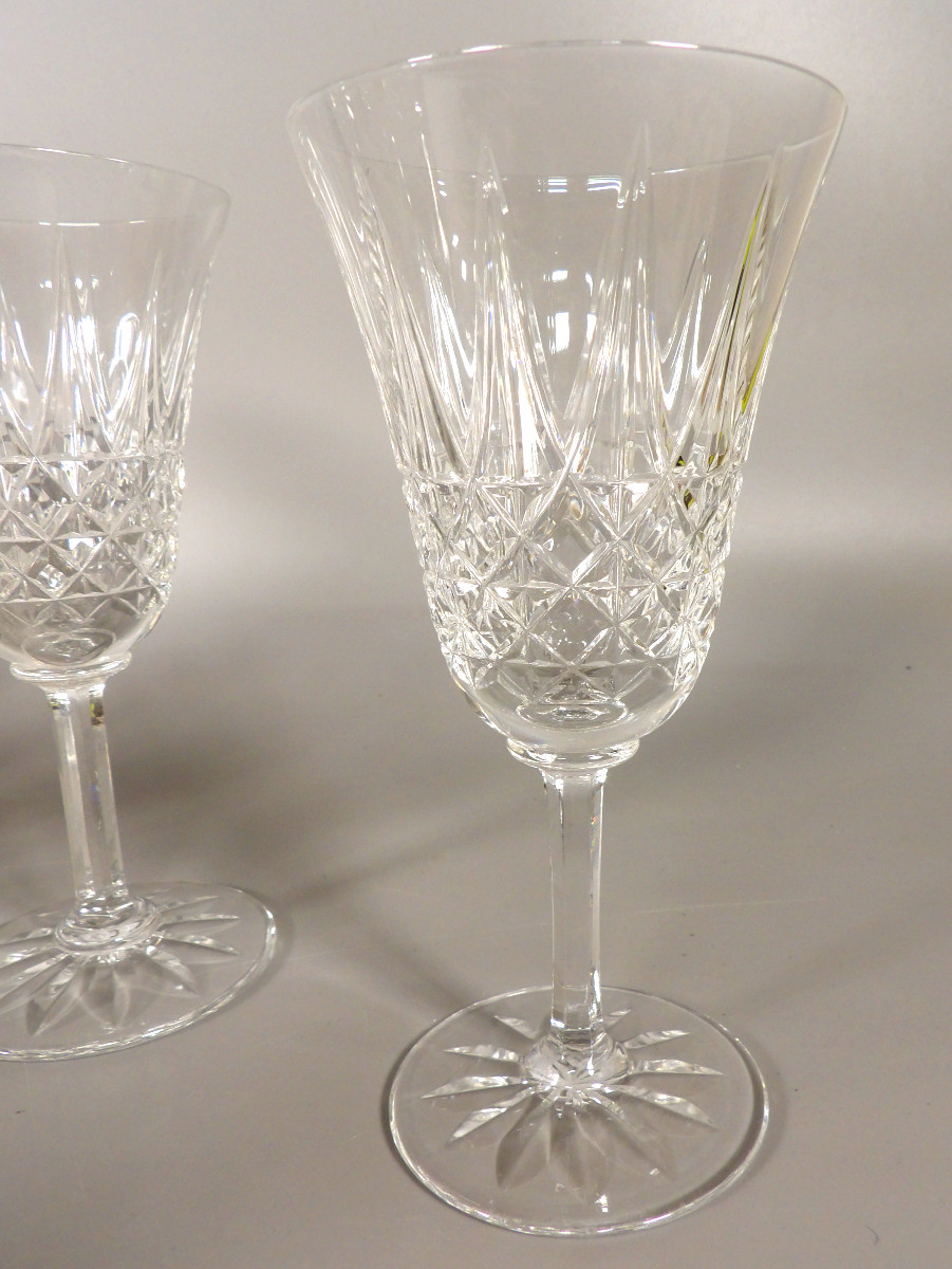 Set Of 4 Crystal Water Glasses And 2 Wine Glasses By St Louis - "tarn" Model-photo-1