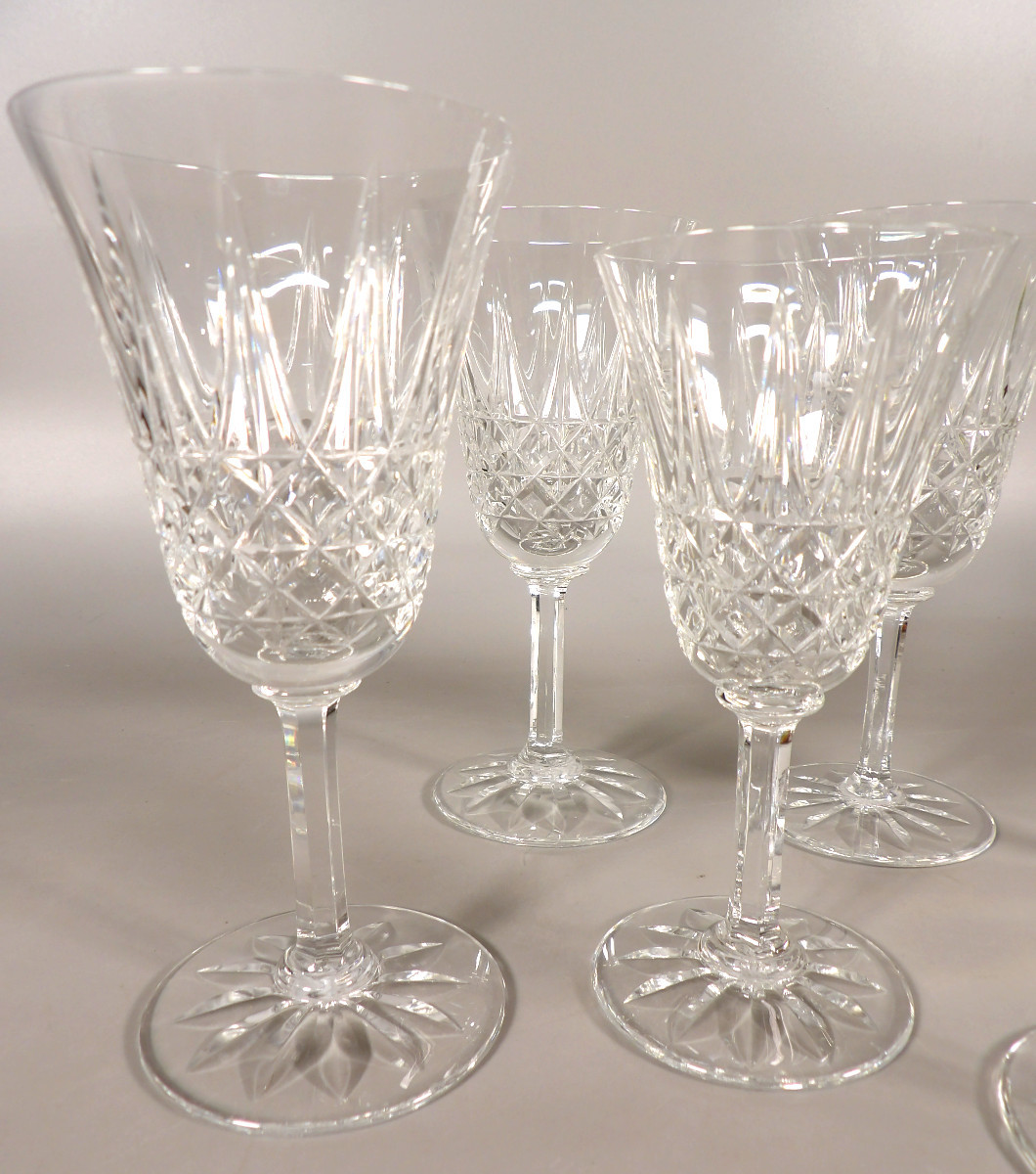 Set Of 4 Crystal Water Glasses And 2 Wine Glasses By St Louis - "tarn" Model-photo-7