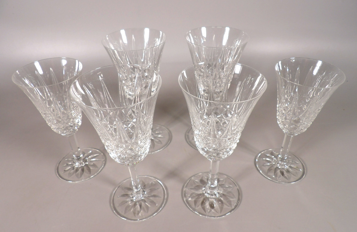 Set Of 4 Crystal Water Glasses And 2 Wine Glasses By St Louis - "tarn" Model