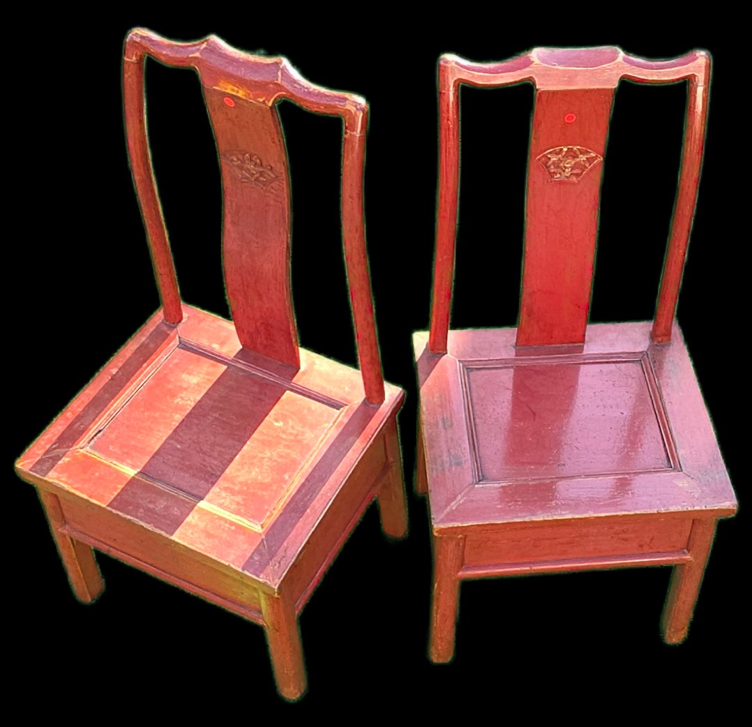Pair Of Temple Chairs – 19th Century – Shanxi Province-photo-3