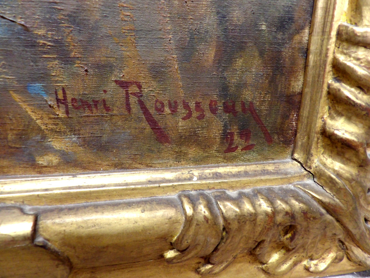 Huile sur Toile "Dans les Marais de la Petite Camargue" 1922 - Henri Émilien ROUSSEAU 1875-1933-photo-3