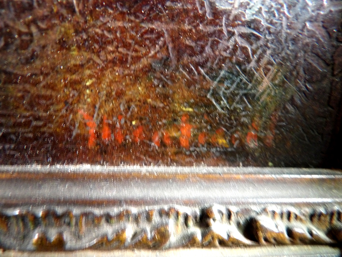 Huile sur Bois - "Jeunes Femmes dans un Parc" - par Adolphe MONTICELLI (1824-1886)-photo-3