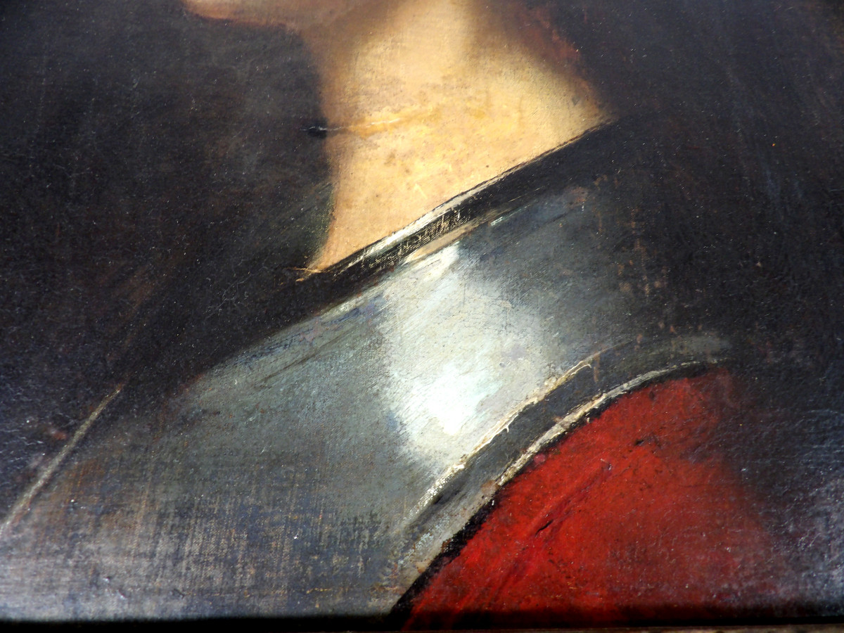 Huile sur Toile - Portrait de Profil en Clair Obscur - Jean-Jacques HENNER (1829-1905)-photo-1