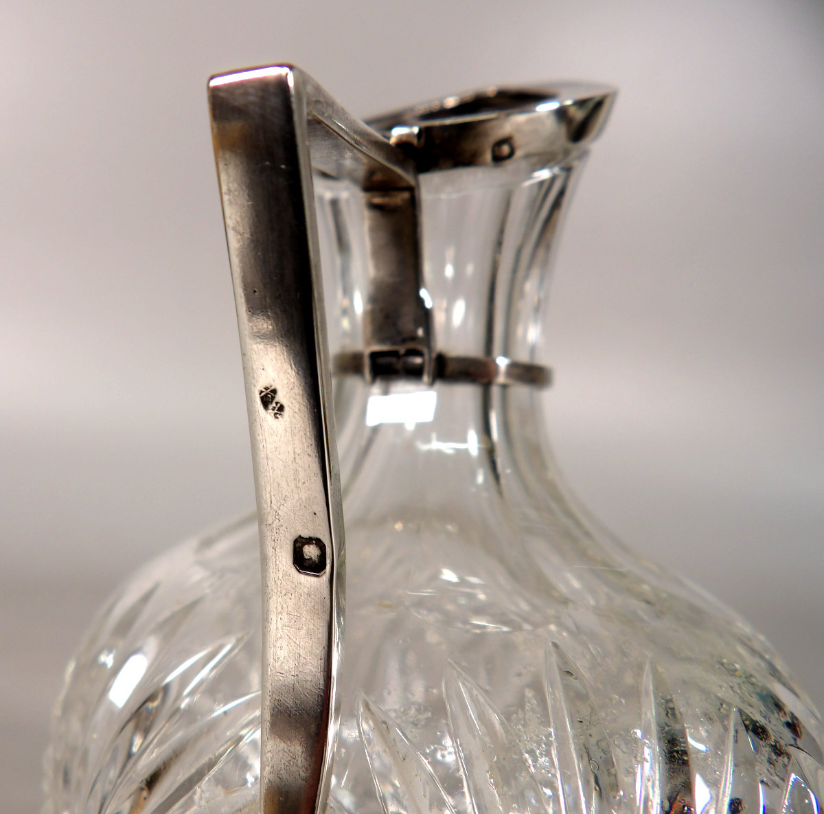 Small Carafe In Cut Crystal And Sterling Silver - Late 19th Century-photo-3