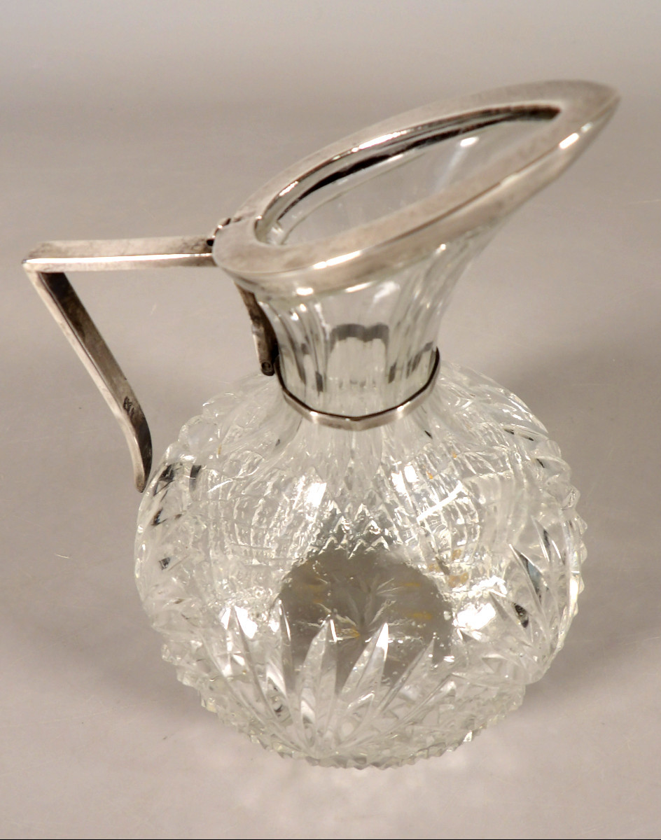 Small Carafe In Cut Crystal And Sterling Silver - Late 19th Century-photo-1