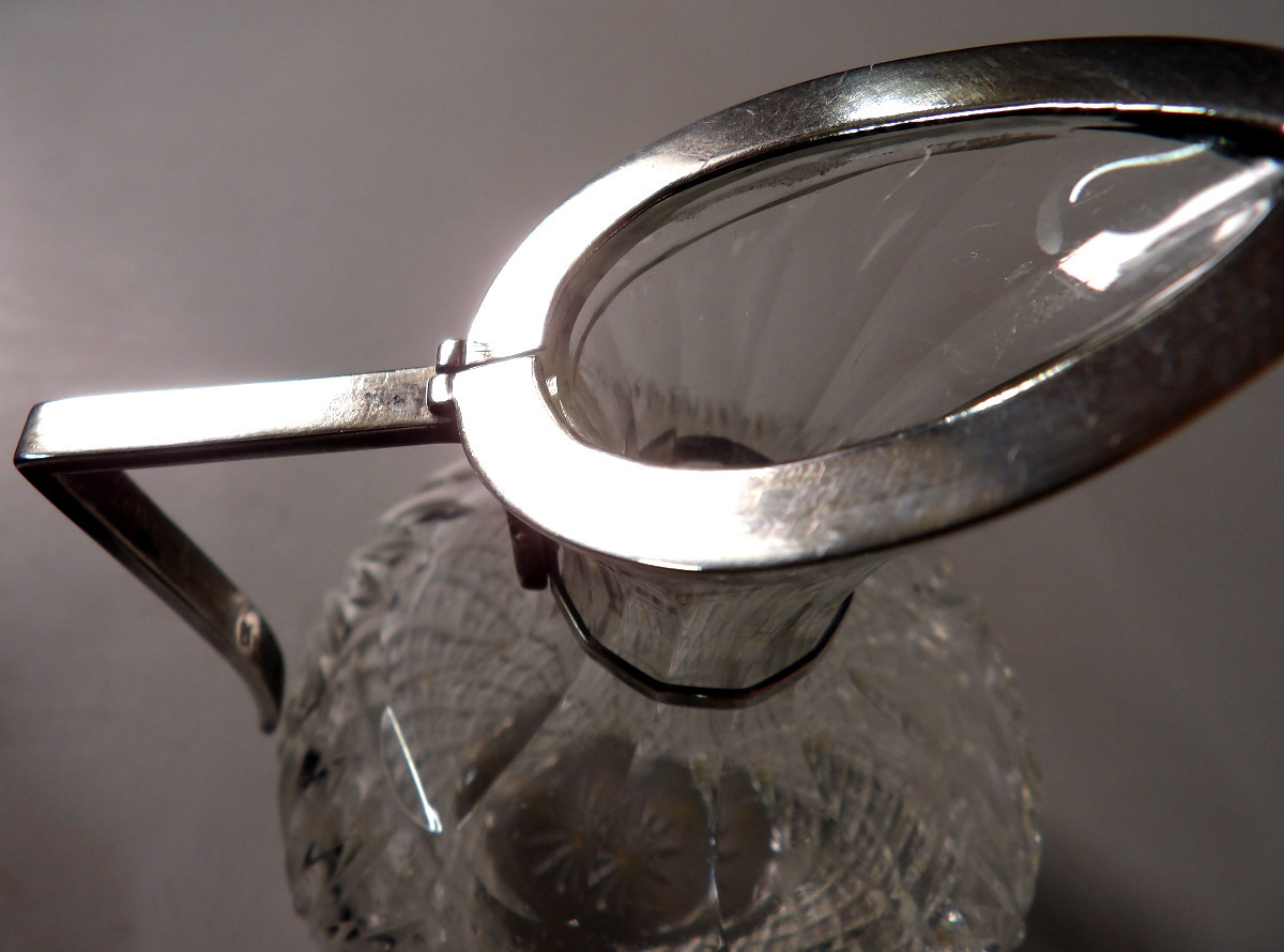 Small Carafe In Cut Crystal And Sterling Silver - Late 19th Century-photo-6
