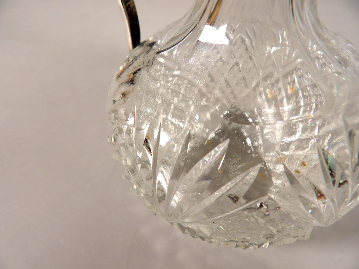 Small Carafe In Cut Crystal And Sterling Silver - Late 19th Century-photo-8