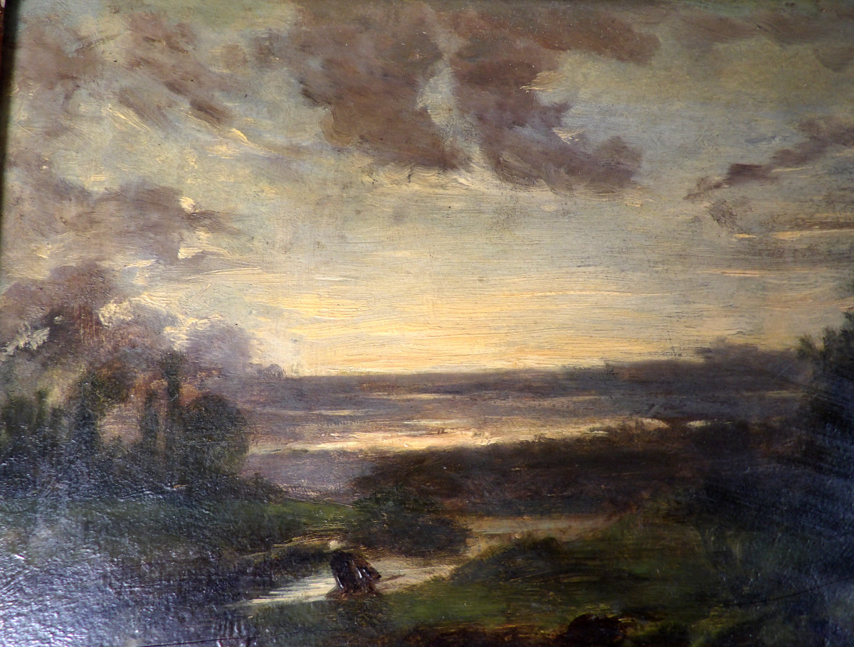 Huile sur Bois - Paysage - École de Karl DAUBIGNY (1846-1886)-photo-3