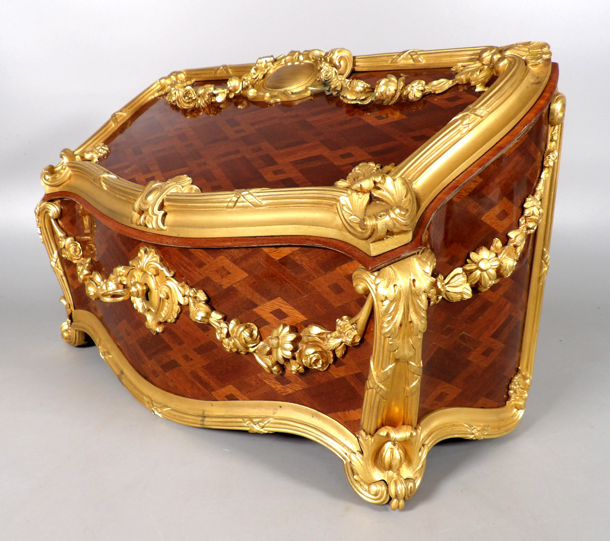Marquetry And Gilt Bronze Letter Box For Carl Hiess - Vienna (austria)-photo-1