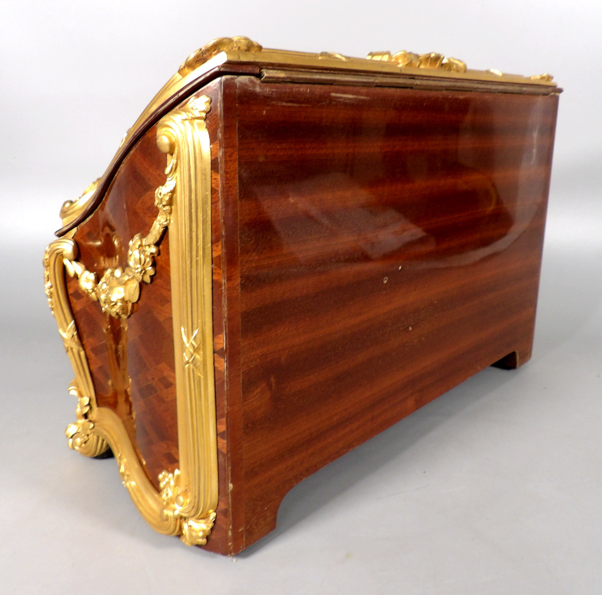 Marquetry And Gilt Bronze Letter Box For Carl Hiess - Vienna (austria)-photo-2