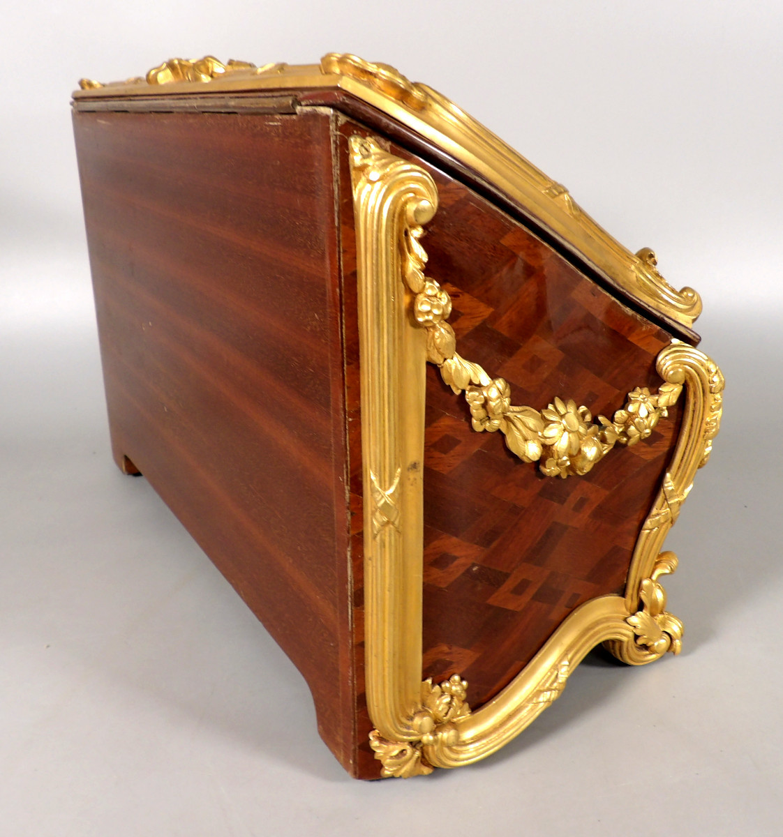 Marquetry And Gilt Bronze Letter Box For Carl Hiess - Vienna (austria)-photo-4