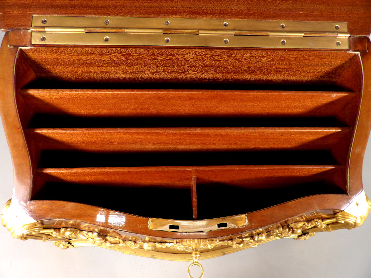 Marquetry And Gilt Bronze Letter Box For Carl Hiess - Vienna (austria)-photo-6