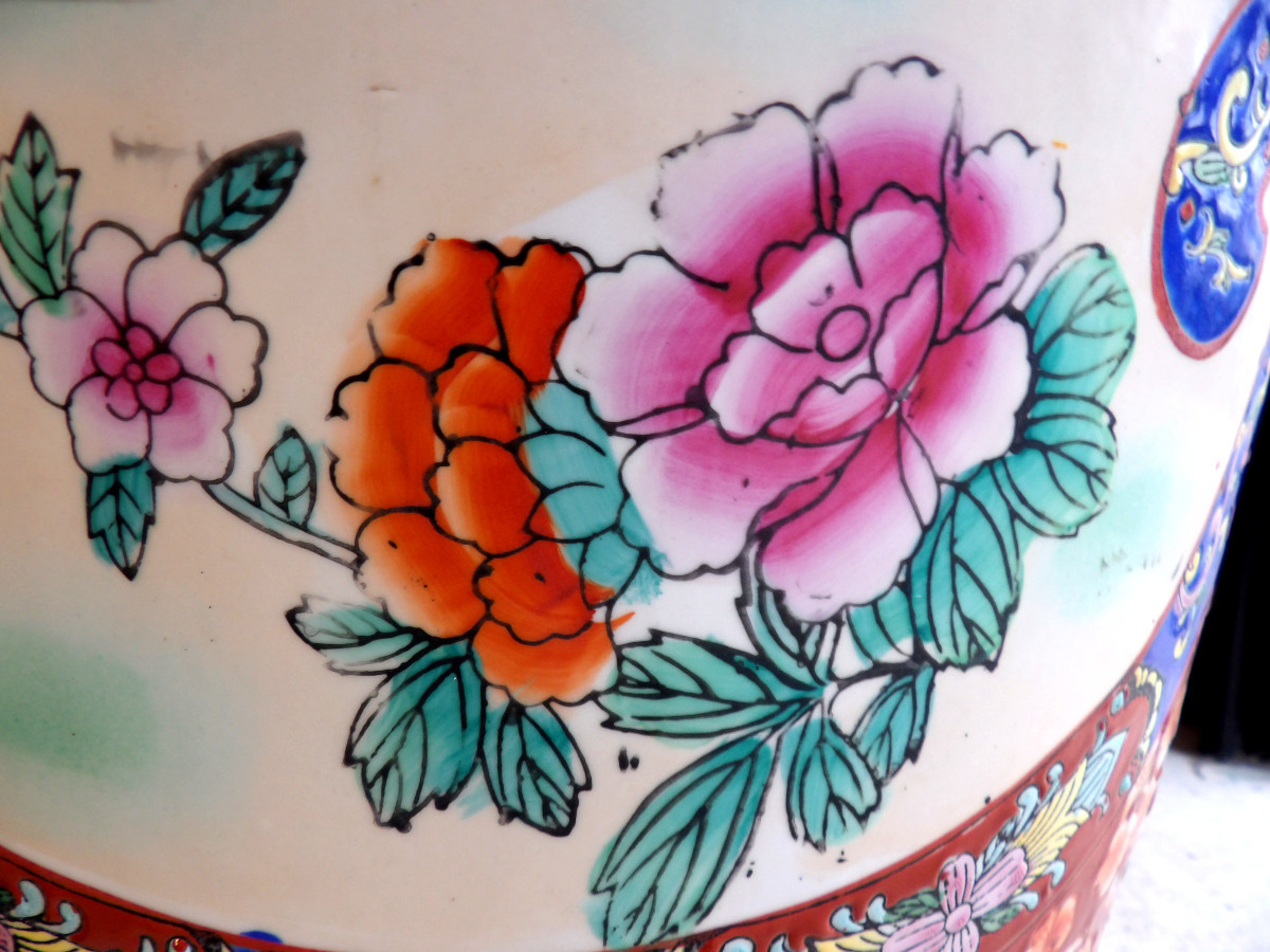 Pair Of Very Large Chinese Vases In Glazed Porcelain With Polychrome Decoration - On Bases-photo-2