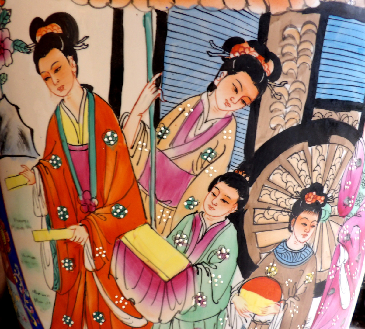 Pair Of Very Large Chinese Vases In Glazed Porcelain With Polychrome Decoration - On Bases-photo-7