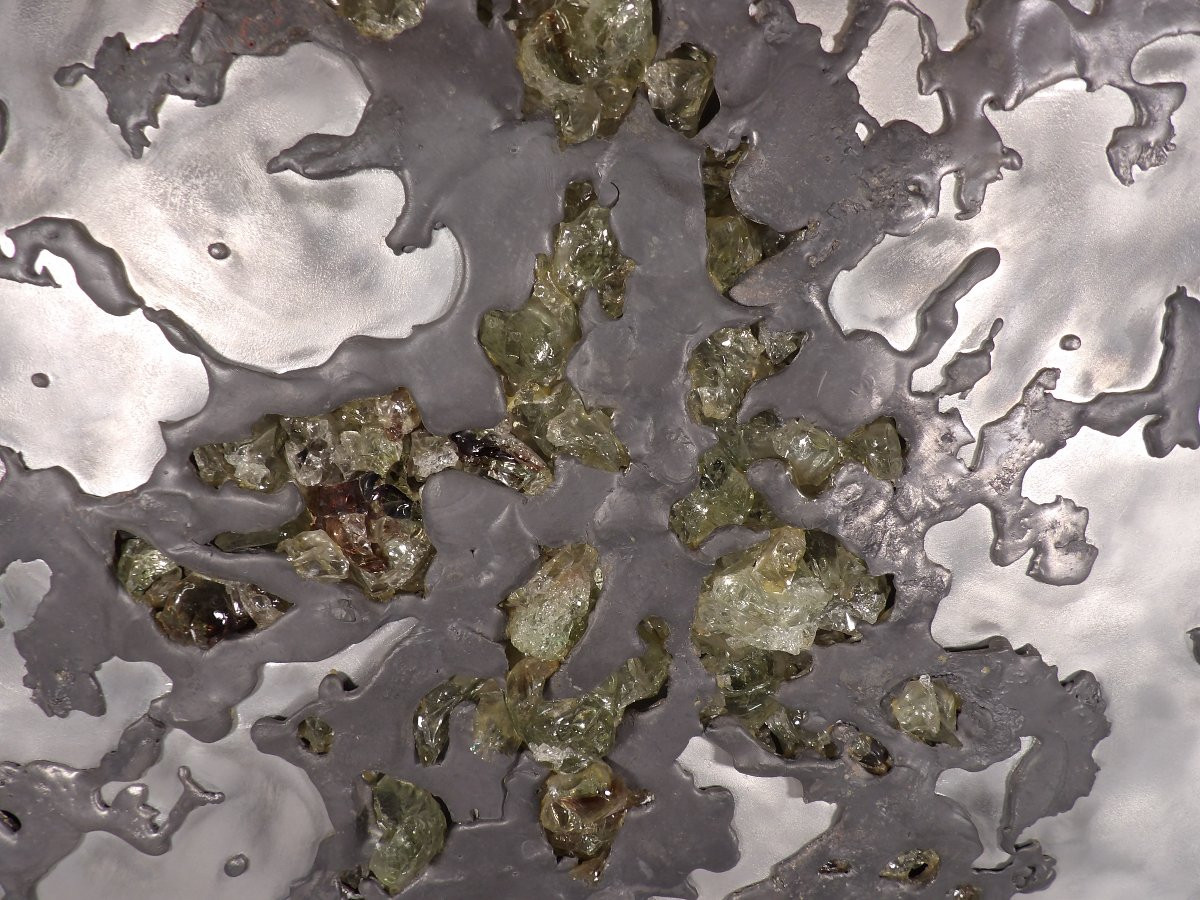 Applique Murale Rétroéclairée en Verre et Plomb coulé 66 x 66 cm - Par Enri DARGENCE - 1970-photo-2