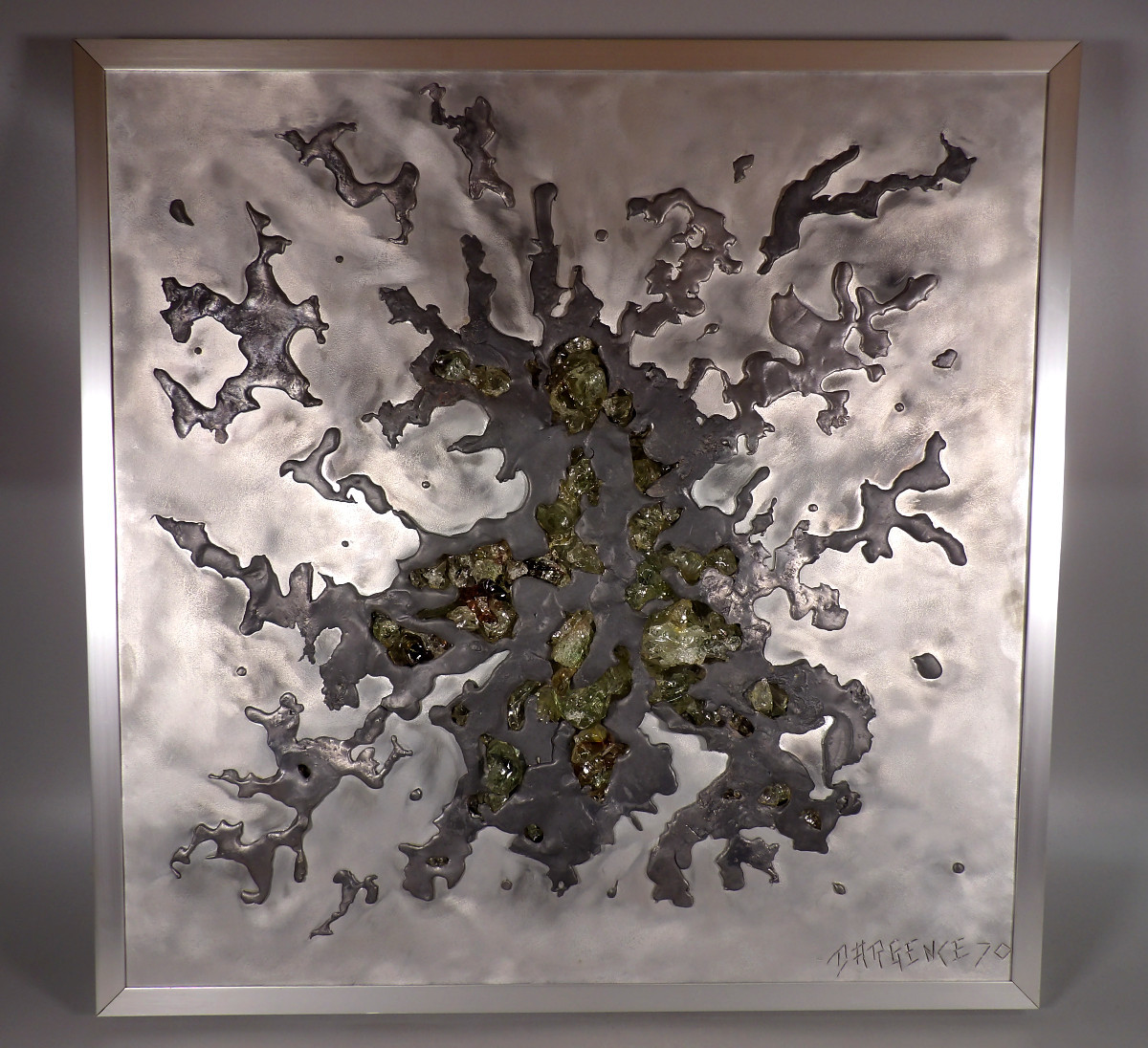 Applique Murale Rétroéclairée en Verre et Plomb coulé 66 x 66 cm - Par Enri DARGENCE - 1970