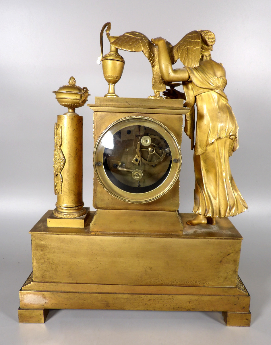 Early 19th Century Gilt Bronze Empire Clock - By Victor Cacheux-photo-2