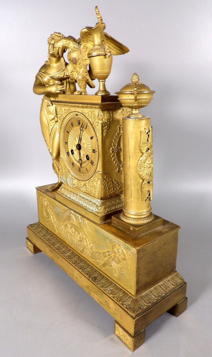 Early 19th Century Gilt Bronze Empire Clock - By Victor Cacheux-photo-1